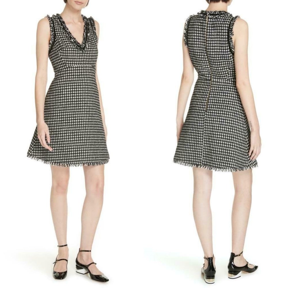 KATE SPADE Black White Tweed Houndstooth Dress - Picture 3 of 9